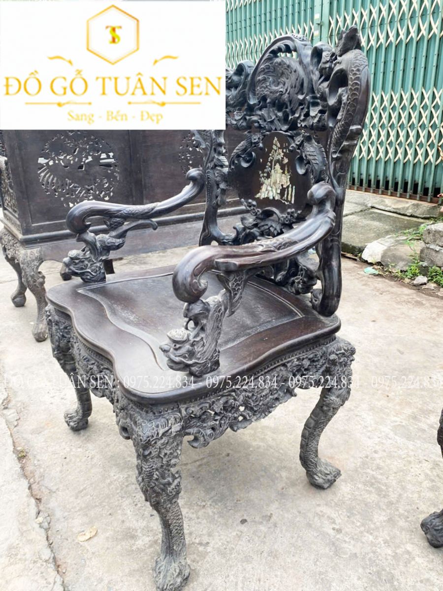 Thông tin kích thước bộ khánh rồng gỗ gụ khảm ốc